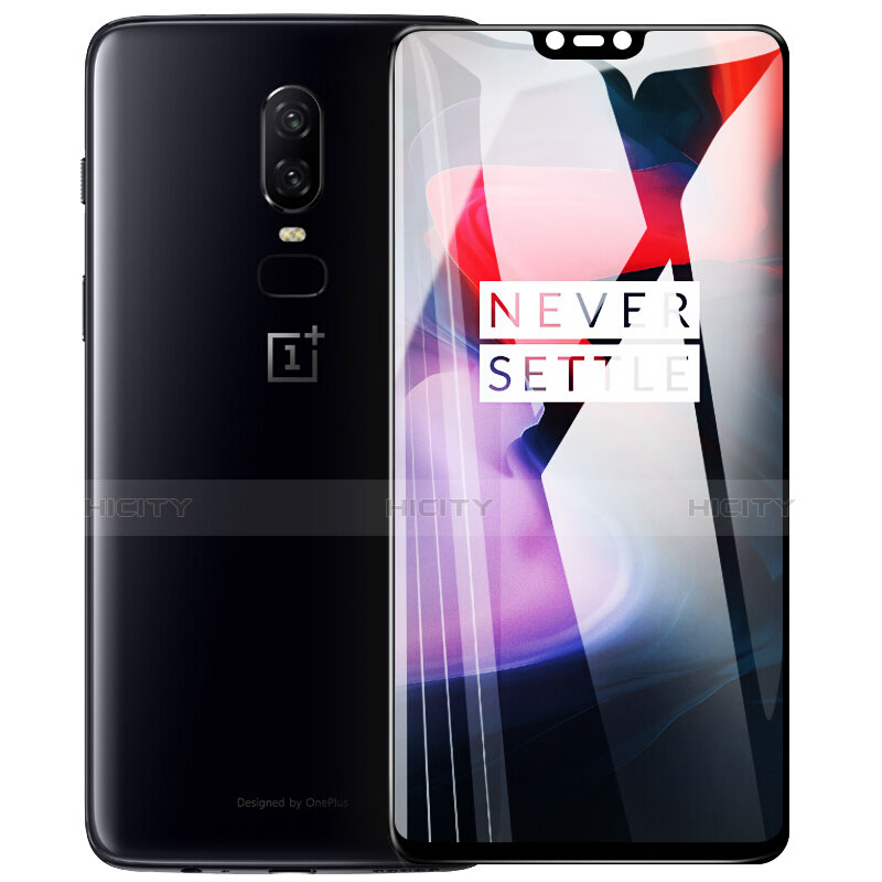 Schutzfolie Full Coverage Displayschutzfolie Panzerfolie Skins zum Aufkleben Gehärtetes Glas Glasfolie F04 für OnePlus 6 Schwarz