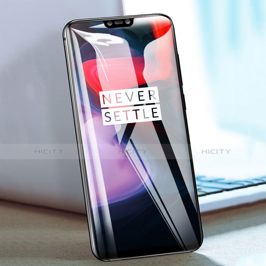 Schutzfolie Full Coverage Displayschutzfolie Panzerfolie Skins zum Aufkleben Gehärtetes Glas Glasfolie F04 für OnePlus 6 Schwarz