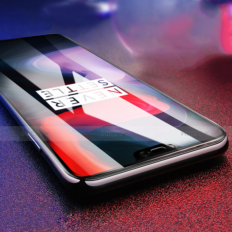 Schutzfolie Full Coverage Displayschutzfolie Panzerfolie Skins zum Aufkleben Gehärtetes Glas Glasfolie F04 für OnePlus 6 Schwarz