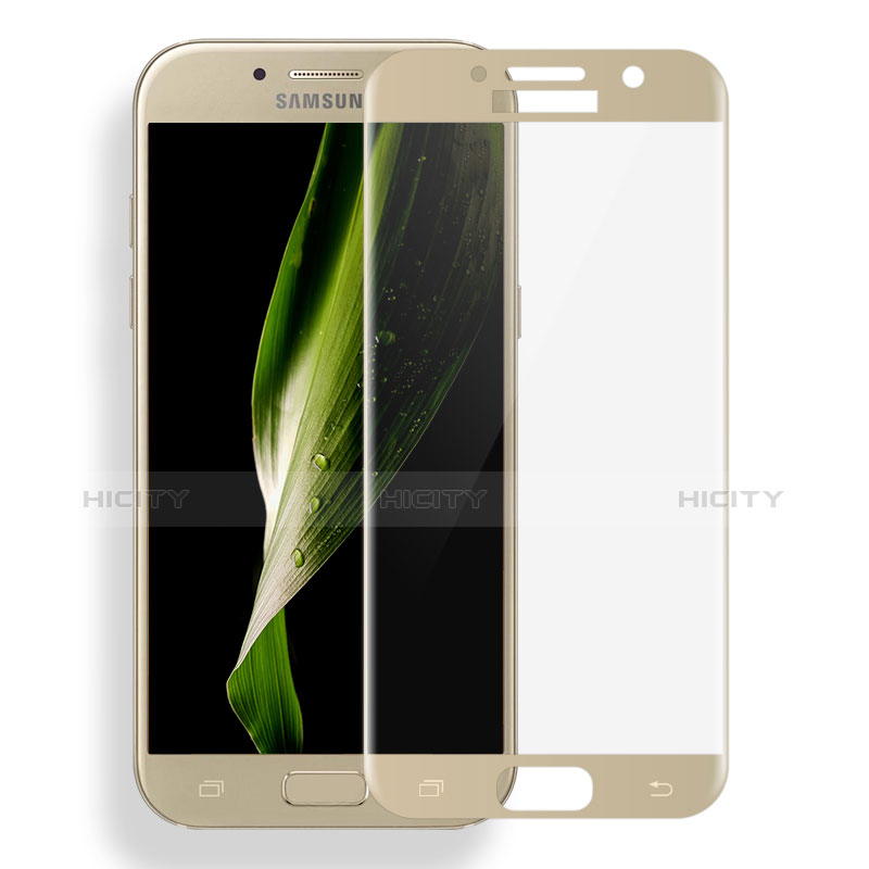 Schutzfolie Full Coverage Displayschutzfolie Panzerfolie Skins zum Aufkleben Gehärtetes Glas Glasfolie F04 für Samsung Galaxy A7 (2017) A720F Gold