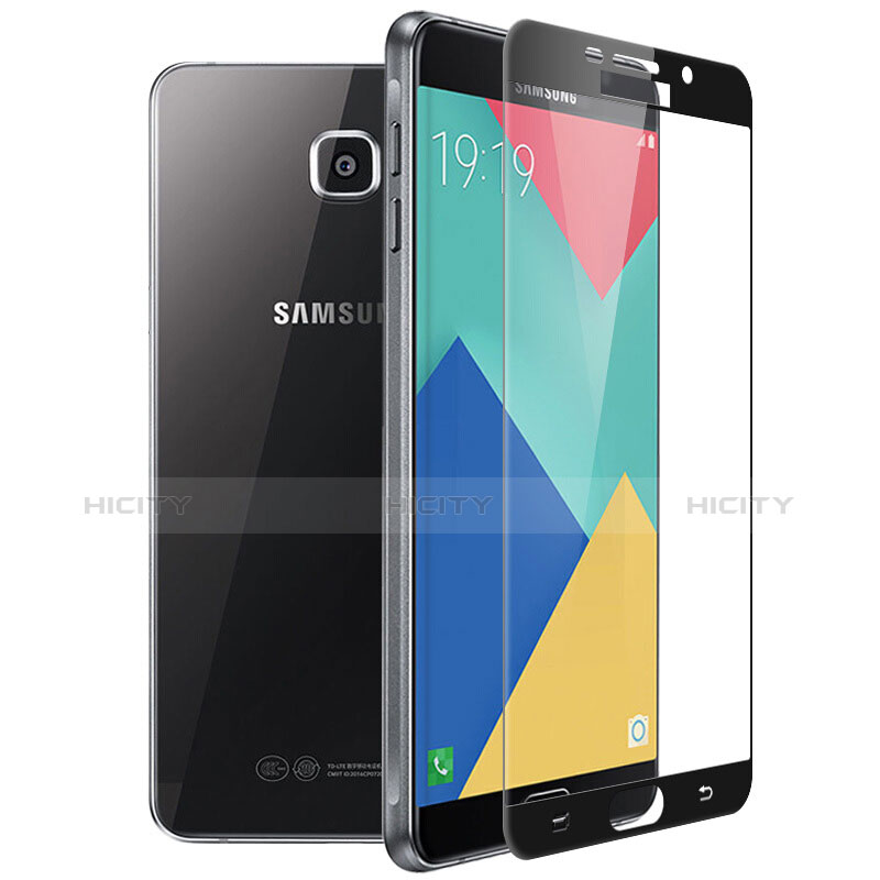 Schutzfolie Full Coverage Displayschutzfolie Panzerfolie Skins zum Aufkleben Gehärtetes Glas Glasfolie F04 für Samsung Galaxy A9 (2016) A9000 Schwarz