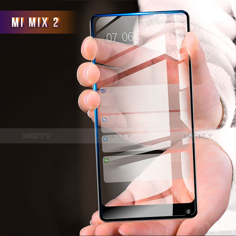 Schutzfolie Full Coverage Displayschutzfolie Panzerfolie Skins zum Aufkleben Gehärtetes Glas Glasfolie F04 für Xiaomi Mi Mix 2 Schwarz