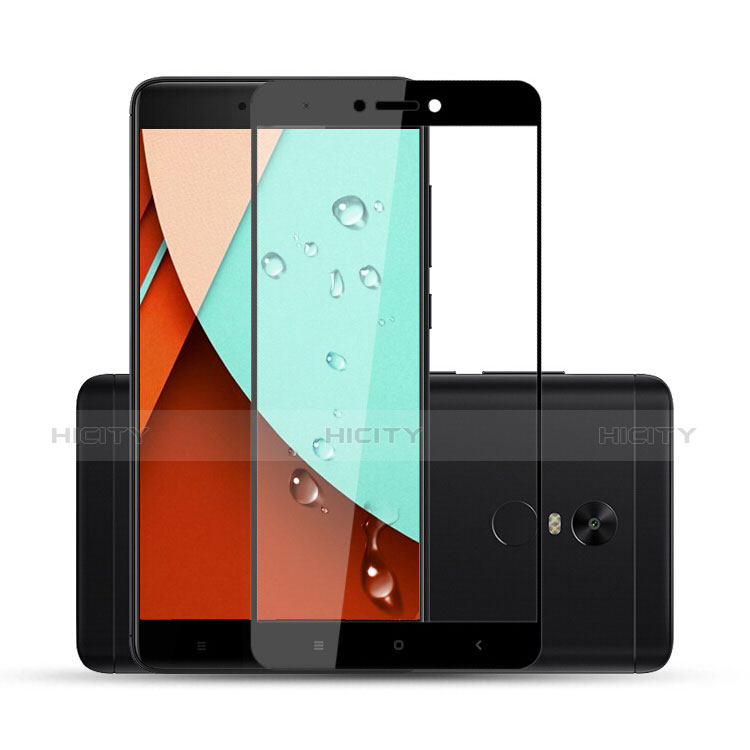 Schutzfolie Full Coverage Displayschutzfolie Panzerfolie Skins zum Aufkleben Gehärtetes Glas Glasfolie F04 für Xiaomi Redmi Note 4 Standard Edition Schwarz Plus