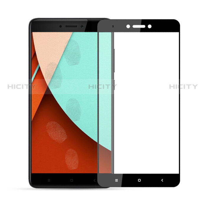 Schutzfolie Full Coverage Displayschutzfolie Panzerfolie Skins zum Aufkleben Gehärtetes Glas Glasfolie F04 für Xiaomi Redmi Note 4X Schwarz groß