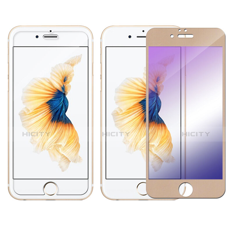 Schutzfolie Full Coverage Displayschutzfolie Panzerfolie Skins zum Aufkleben Gehärtetes Glas Glasfolie F05 für Apple iPhone 6 Plus Gold