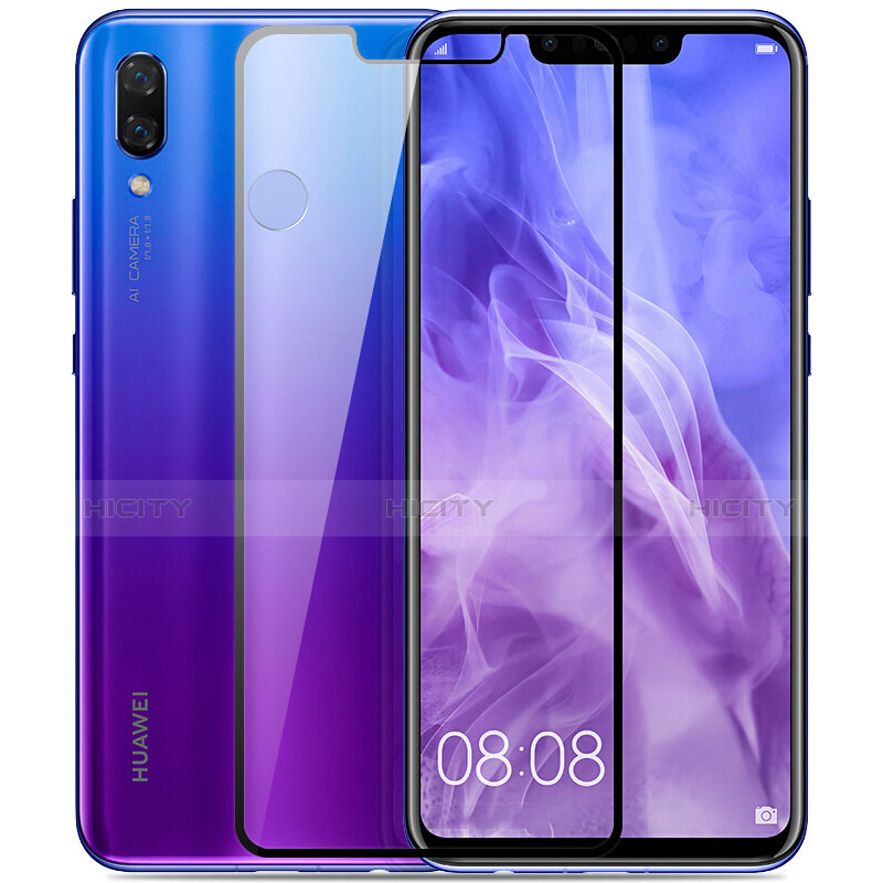 Schutzfolie Full Coverage Displayschutzfolie Panzerfolie Skins zum Aufkleben Gehärtetes Glas Glasfolie F05 für Huawei Nova 3 Schwarz