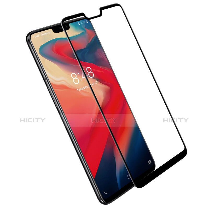 Schutzfolie Full Coverage Displayschutzfolie Panzerfolie Skins zum Aufkleben Gehärtetes Glas Glasfolie F05 für OnePlus 6 Schwarz