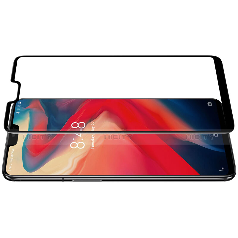 Schutzfolie Full Coverage Displayschutzfolie Panzerfolie Skins zum Aufkleben Gehärtetes Glas Glasfolie F05 für OnePlus 6 Schwarz