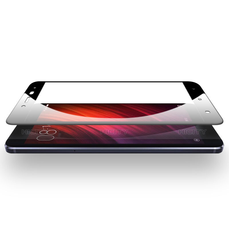 Schutzfolie Full Coverage Displayschutzfolie Panzerfolie Skins zum Aufkleben Gehärtetes Glas Glasfolie F05 für Xiaomi Redmi Note 4 Standard Edition Schwarz