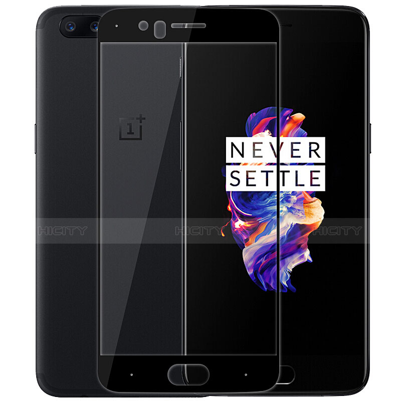 Schutzfolie Full Coverage Displayschutzfolie Panzerfolie Skins zum Aufkleben Gehärtetes Glas Glasfolie F06 für OnePlus 5 Schwarz