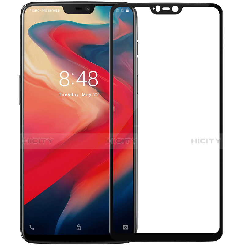 Schutzfolie Full Coverage Displayschutzfolie Panzerfolie Skins zum Aufkleben Gehärtetes Glas Glasfolie F06 für OnePlus 6 Schwarz