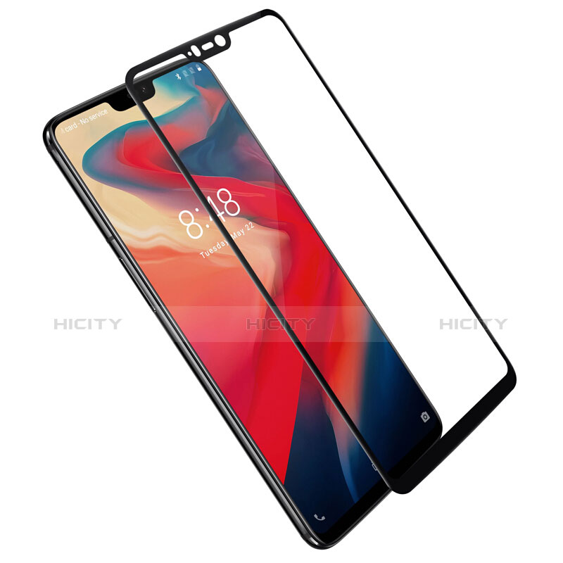 Schutzfolie Full Coverage Displayschutzfolie Panzerfolie Skins zum Aufkleben Gehärtetes Glas Glasfolie F06 für OnePlus 6 Schwarz