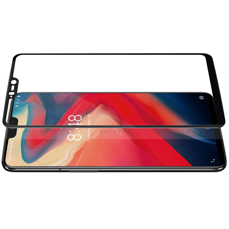 Schutzfolie Full Coverage Displayschutzfolie Panzerfolie Skins zum Aufkleben Gehärtetes Glas Glasfolie F06 für OnePlus 6 Schwarz