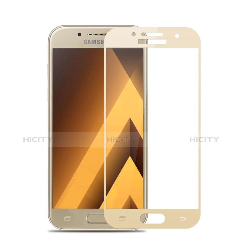 Schutzfolie Full Coverage Displayschutzfolie Panzerfolie Skins zum Aufkleben Gehärtetes Glas Glasfolie F06 für Samsung Galaxy A3 (2017) SM-A320F Gold