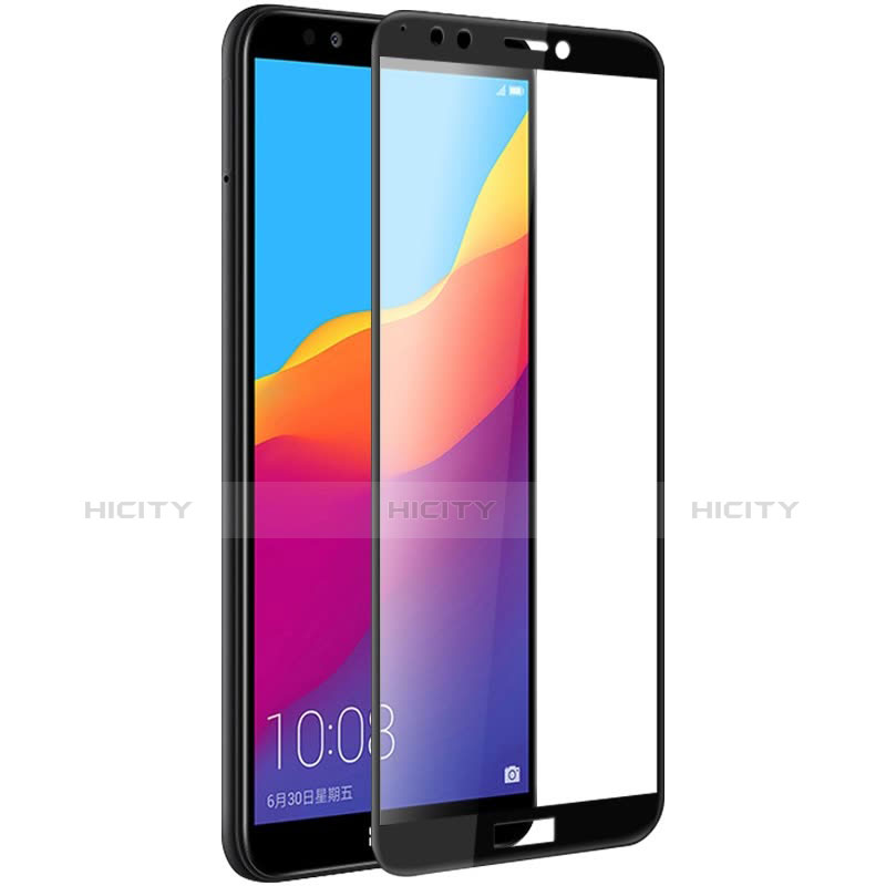 Schutzfolie Full Coverage Displayschutzfolie Panzerfolie Skins zum Aufkleben Gehärtetes Glas Glasfolie F07 für Huawei Y7 (2018) Schwarz