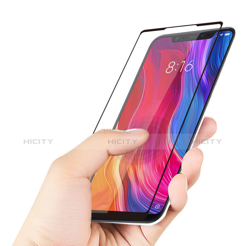 Schutzfolie Full Coverage Displayschutzfolie Panzerfolie Skins zum Aufkleben Gehärtetes Glas Glasfolie F07 für Xiaomi Mi 8 Schwarz groß