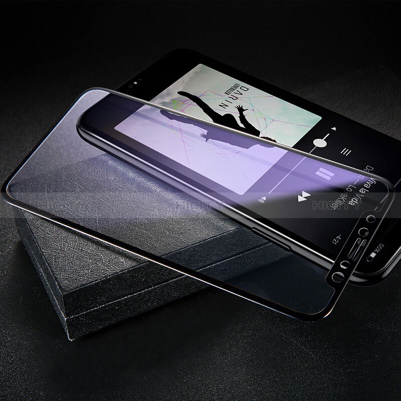 Schutzfolie Full Coverage Displayschutzfolie Panzerfolie Skins zum Aufkleben Gehärtetes Glas Glasfolie F08 für Apple iPhone X Schwarz