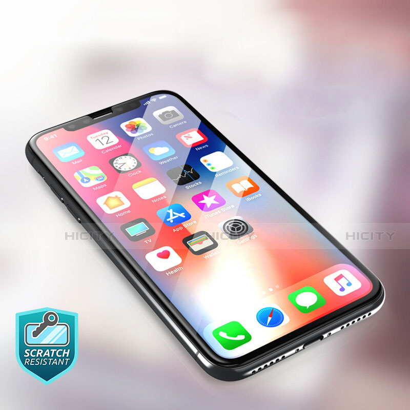 Schutzfolie Full Coverage Displayschutzfolie Panzerfolie Skins zum Aufkleben Gehärtetes Glas Glasfolie F09 für Apple iPhone X Schwarz