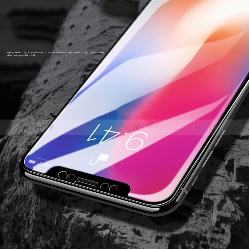 Schutzfolie Full Coverage Displayschutzfolie Panzerfolie Skins zum Aufkleben Gehärtetes Glas Glasfolie F12 für Apple iPhone X Schwarz