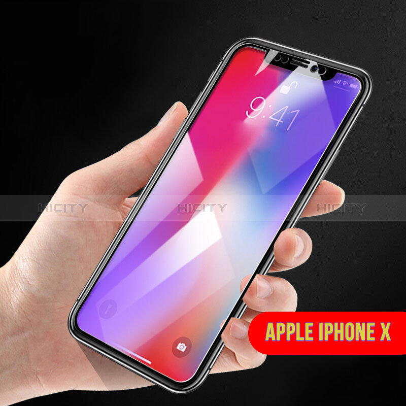 Schutzfolie Full Coverage Displayschutzfolie Panzerfolie Skins zum Aufkleben Gehärtetes Glas Glasfolie F12 für Apple iPhone X Schwarz