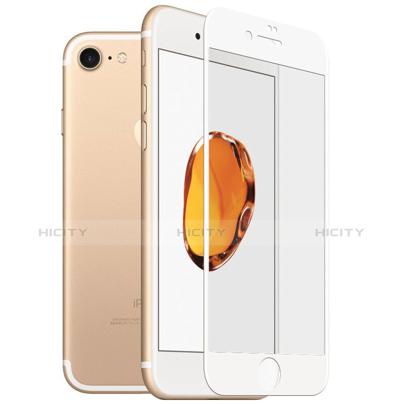 Schutzfolie Full Coverage Displayschutzfolie Panzerfolie Skins zum Aufkleben Gehärtetes Glas Glasfolie F18 für Apple iPhone 8 Weiß