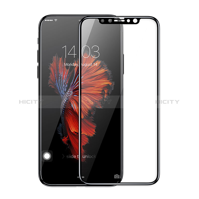 Schutzfolie Full Coverage Displayschutzfolie Panzerfolie Skins zum Aufkleben Gehärtetes Glas Glasfolie F22 für Apple iPhone X Schwarz