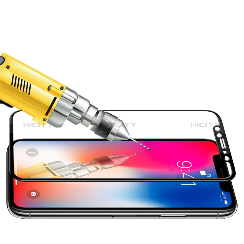 Schutzfolie Full Coverage Displayschutzfolie Panzerfolie Skins zum Aufkleben Gehärtetes Glas Glasfolie F23 für Apple iPhone X Schwarz