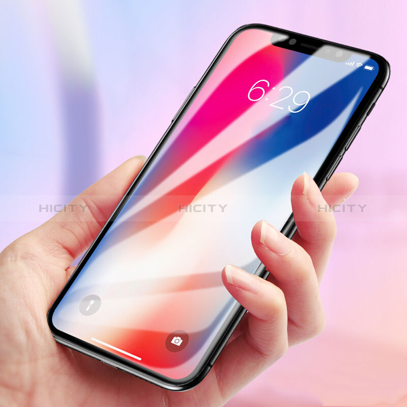 Schutzfolie Full Coverage Displayschutzfolie Panzerfolie Skins zum Aufkleben Gehärtetes Glas Glasfolie F23 für Apple iPhone X Schwarz