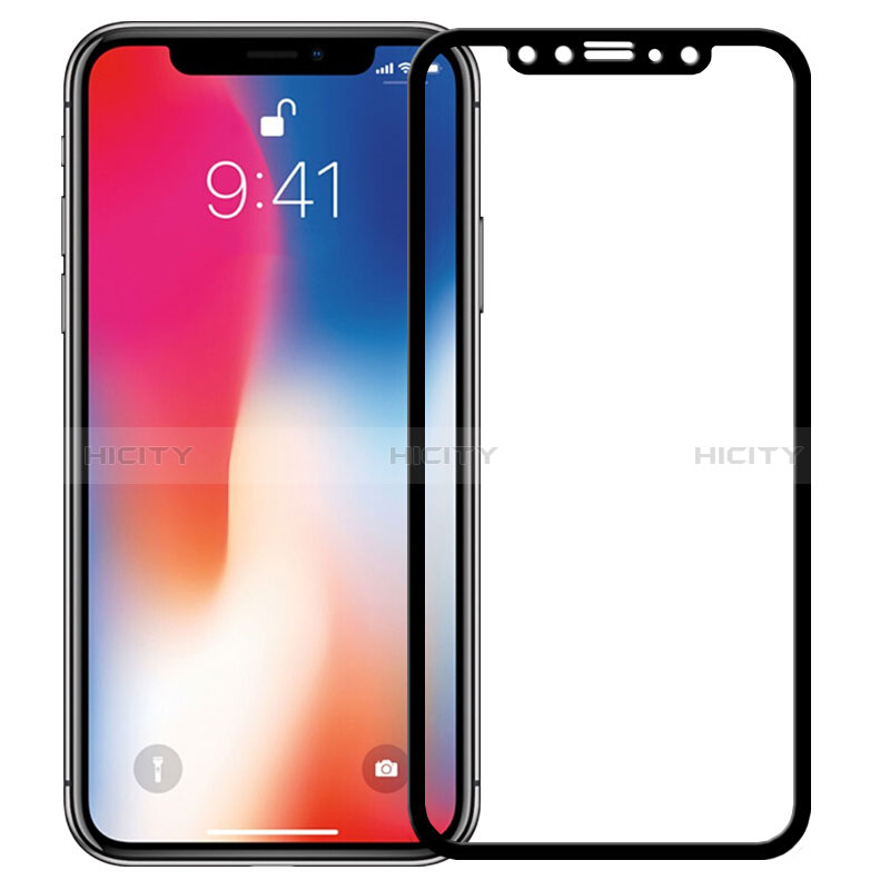 Schutzfolie Full Coverage Displayschutzfolie Panzerfolie Skins zum Aufkleben Gehärtetes Glas Glasfolie F23 für Apple iPhone X Schwarz