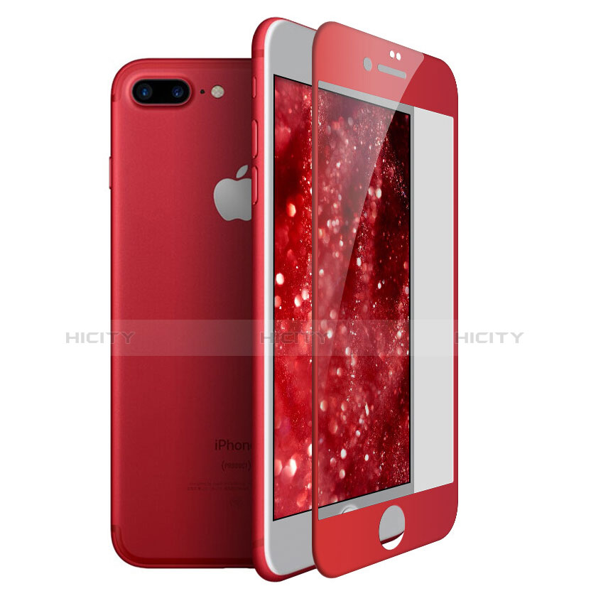 Schutzfolie Full Coverage Displayschutzfolie Panzerfolie Skins zum Aufkleben Gehärtetes Glas Glasfolie F24 für Apple iPhone 7 Plus Rot