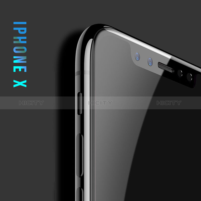 Schutzfolie Full Coverage Displayschutzfolie Panzerfolie Skins zum Aufkleben Gehärtetes Glas Glasfolie F25 für Apple iPhone X Schwarz groß