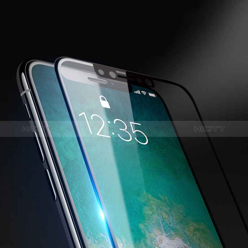 Schutzfolie Full Coverage Displayschutzfolie Panzerfolie Skins zum Aufkleben Gehärtetes Glas Glasfolie F25 für Apple iPhone X Schwarz groß