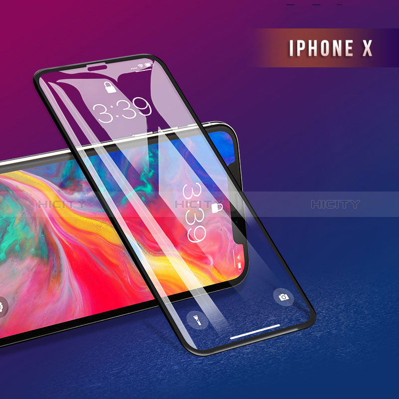 Schutzfolie Full Coverage Displayschutzfolie Panzerfolie Skins zum Aufkleben Gehärtetes Glas Glasfolie F27 für Apple iPhone X Schwarz