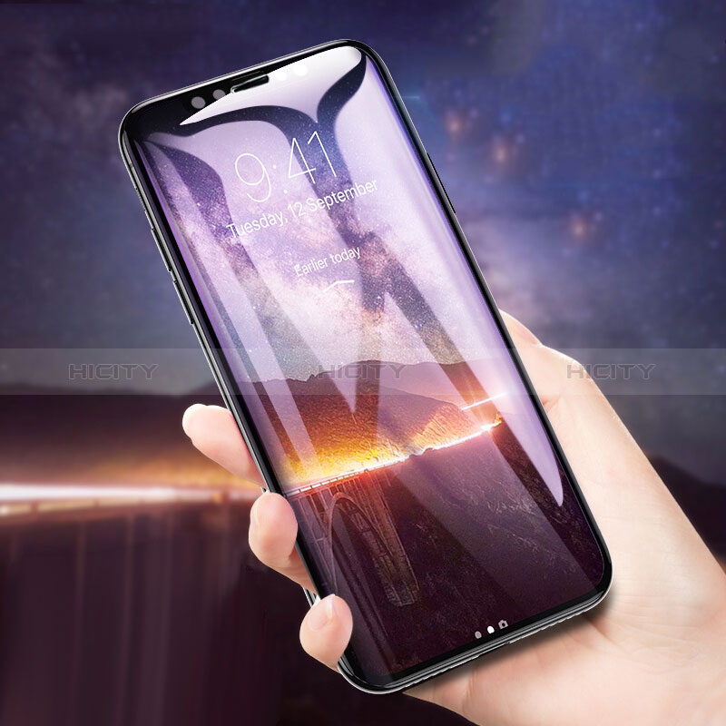 Schutzfolie Full Coverage Displayschutzfolie Panzerfolie Skins zum Aufkleben Gehärtetes Glas Glasfolie F28 für Apple iPhone X Schwarz groß