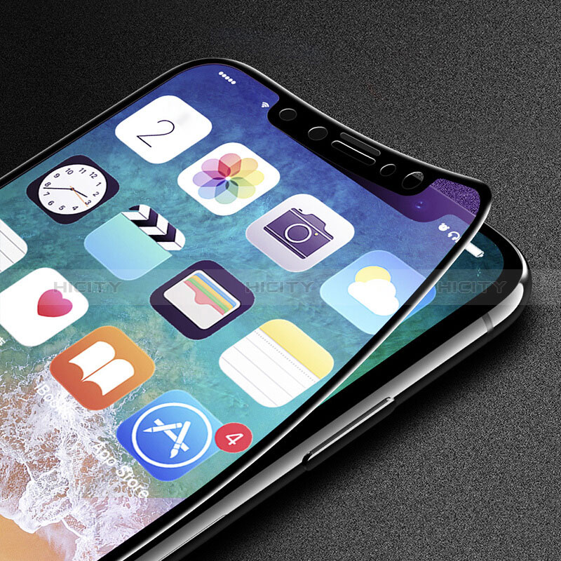 Schutzfolie Full Coverage Displayschutzfolie Panzerfolie Skins zum Aufkleben Gehärtetes Glas Glasfolie F29 für Apple iPhone X Schwarz