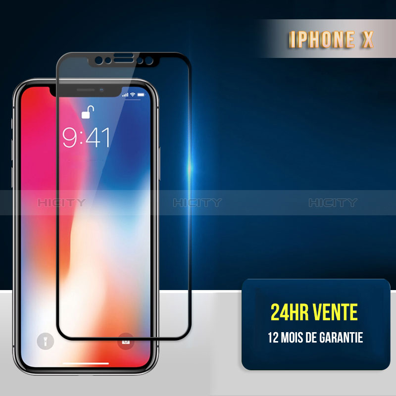 Schutzfolie Full Coverage Displayschutzfolie Panzerfolie Skins zum Aufkleben Gehärtetes Glas Glasfolie F30 für Apple iPhone X Schwarz