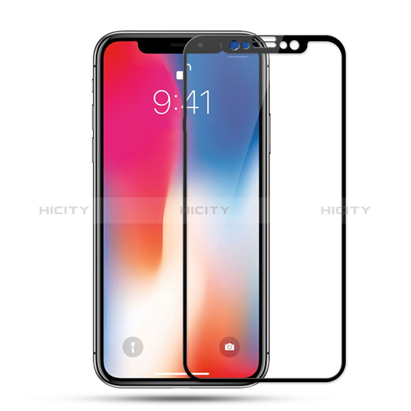 Schutzfolie Full Coverage Displayschutzfolie Panzerfolie Skins zum Aufkleben Gehärtetes Glas Glasfolie F30 für Apple iPhone X Schwarz