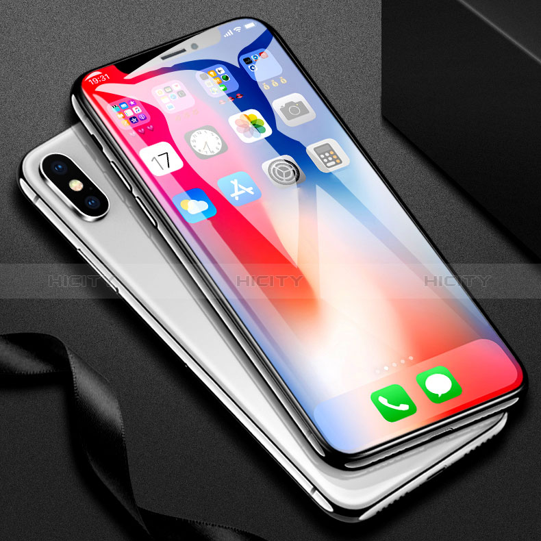 Schutzfolie Full Coverage Displayschutzfolie Panzerfolie Skins zum Aufkleben Gehärtetes Glas Glasfolie F31 für Apple iPhone X Schwarz