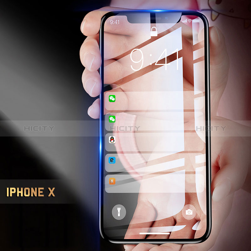 Schutzfolie Full Coverage Displayschutzfolie Panzerfolie Skins zum Aufkleben Gehärtetes Glas Glasfolie F31 für Apple iPhone X Schwarz