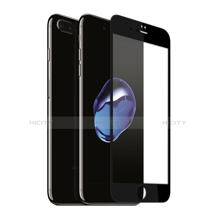 Schutzfolie Full Coverage Displayschutzfolie Panzerfolie Skins zum Aufkleben Gehärtetes Glas Glasfolie für Apple iPhone 7 Plus Schwarz