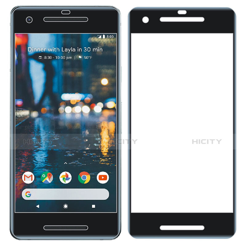 Schutzfolie Full Coverage Displayschutzfolie Panzerfolie Skins zum Aufkleben Gehärtetes Glas Glasfolie für Google Pixel 2 Schwarz