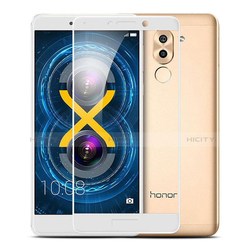 Schutzfolie Full Coverage Displayschutzfolie Panzerfolie Skins zum Aufkleben Gehärtetes Glas Glasfolie für Huawei Honor 6X Pro Weiß