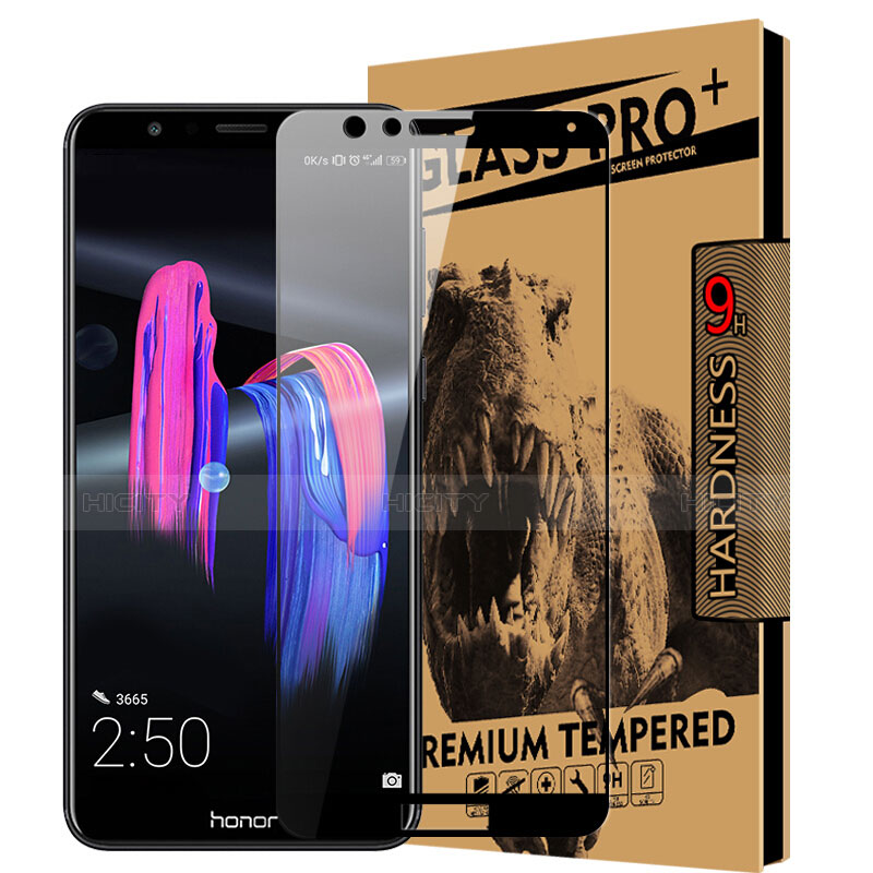 Schutzfolie Full Coverage Displayschutzfolie Panzerfolie Skins zum Aufkleben Gehärtetes Glas Glasfolie für Huawei Honor 7X Schwarz