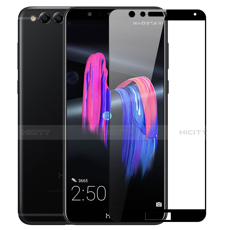 Schutzfolie Full Coverage Displayschutzfolie Panzerfolie Skins zum Aufkleben Gehärtetes Glas Glasfolie für Huawei Honor Play 7X Schwarz