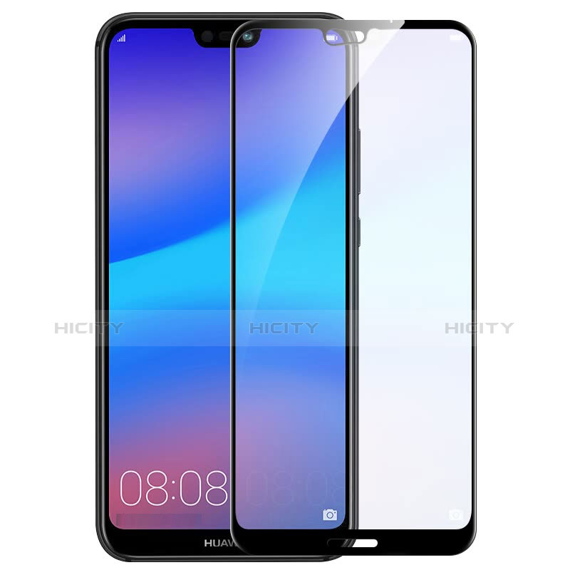 Schutzfolie Full Coverage Displayschutzfolie Panzerfolie Skins zum Aufkleben Gehärtetes Glas Glasfolie für Huawei P20 Lite Schwarz