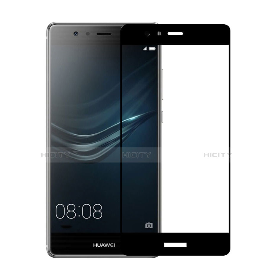 Schutzfolie Full Coverage Displayschutzfolie Panzerfolie Skins zum Aufkleben Gehärtetes Glas Glasfolie für Huawei P9 Plus Schwarz