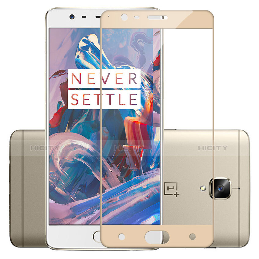 Schutzfolie Full Coverage Displayschutzfolie Panzerfolie Skins zum Aufkleben Gehärtetes Glas Glasfolie für OnePlus 3 Gold