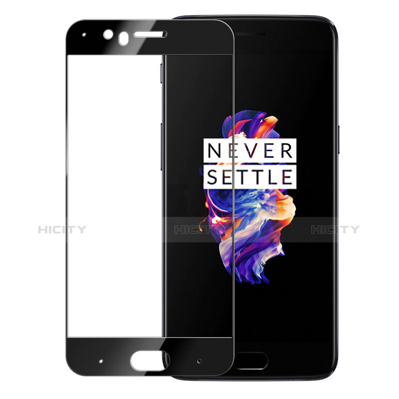 Schutzfolie Full Coverage Displayschutzfolie Panzerfolie Skins zum Aufkleben Gehärtetes Glas Glasfolie für OnePlus 5 Schwarz