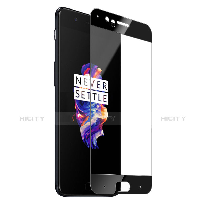 Schutzfolie Full Coverage Displayschutzfolie Panzerfolie Skins zum Aufkleben Gehärtetes Glas Glasfolie für OnePlus 5 Schwarz