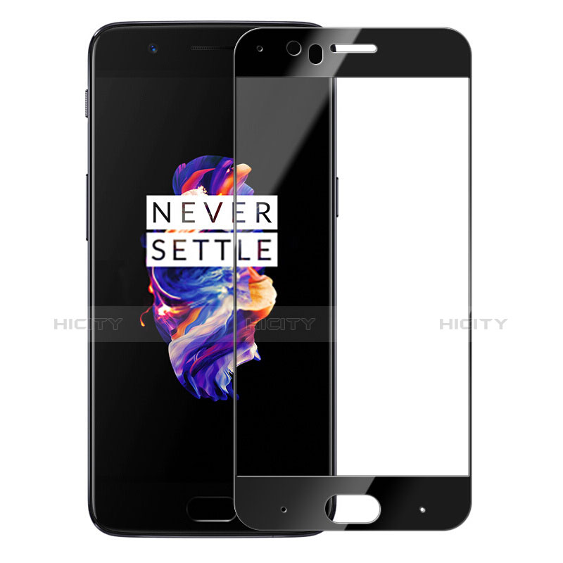 Schutzfolie Full Coverage Displayschutzfolie Panzerfolie Skins zum Aufkleben Gehärtetes Glas Glasfolie für OnePlus 5 Schwarz